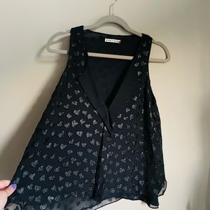 Alice + Olivia Metallic Heart Blouse